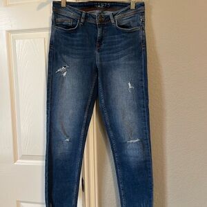 Zara Blue Skinny Jeans Distressed Denim